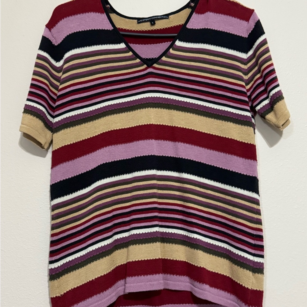 Retro Multicolor Sweater‎ Tee Y2K